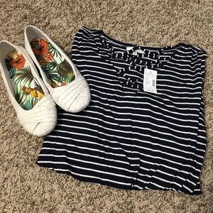 Knot front striped top